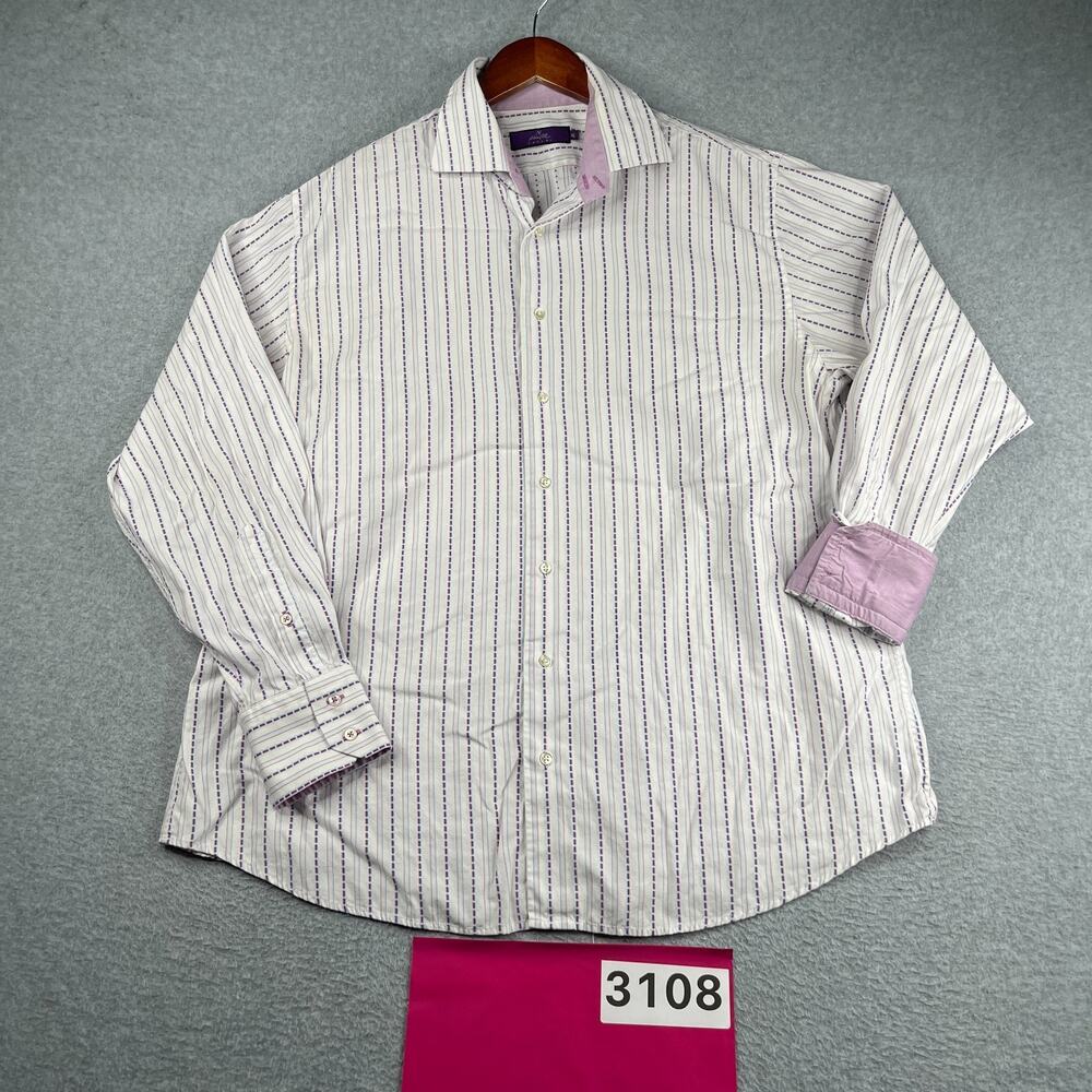 Arturo Calle Casual Shirt XL Striped Flip Cuff Casual Button Up Long Sleeve Mens